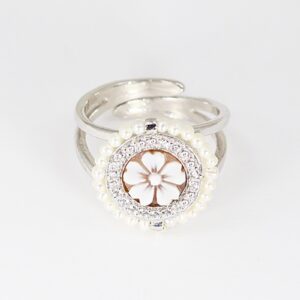 ANELLO SARDONICA 8MM ARGENTO PERLINE E ZIRCONI-2253