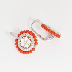 ORECCHINI SARDONICA 8MM CORALLINE E ZIRCONI ARGENTO -2312
