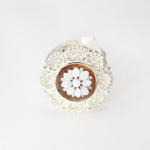 ANELLO CON FIORE SARDONICA ARGENTO E ZIRCONI-2330