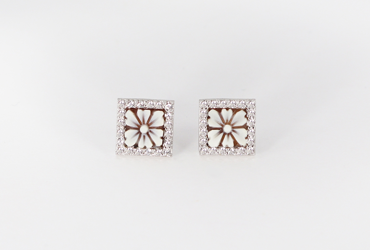 ORECCHINI SARDONICA 6 MM ARGENTO E ZIRCONI-0