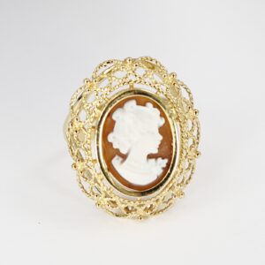 ANELLO SARDONICA ARGENTO DORATO 16 MM-2428