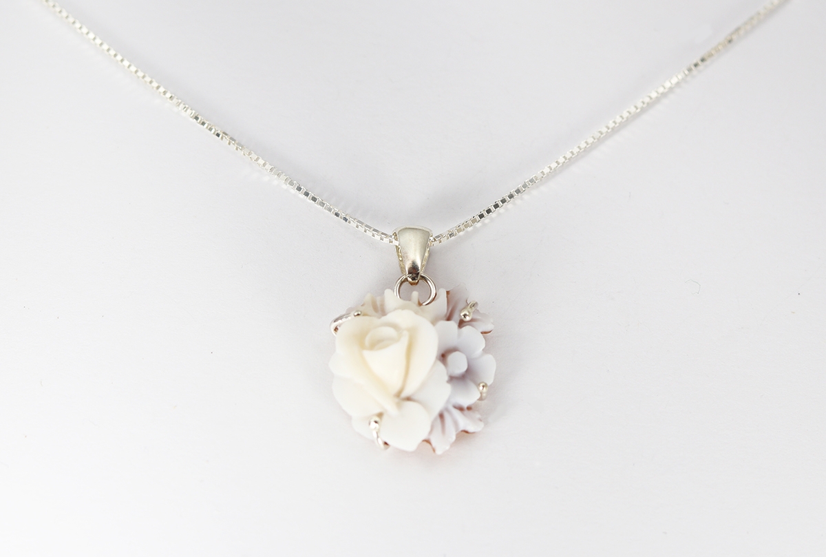 CIONDOLO ROSA SARDONICA 20 MM ARGENTO -2579