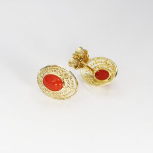 ORECCHINI CORALLO ARGENTO DORATO-2886