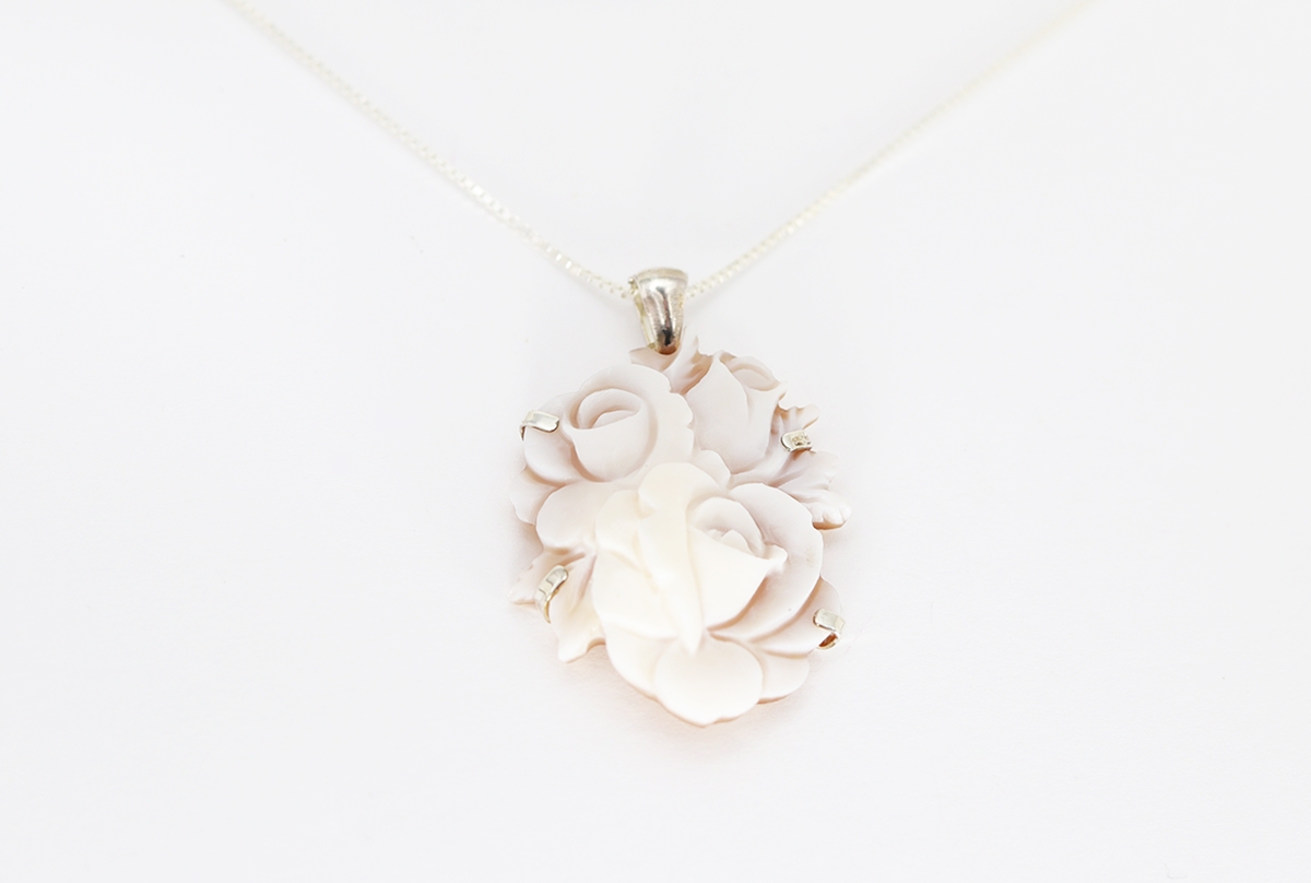 CIONDOLO ROSA SARDONICA 30 MM ARGENTO -2682