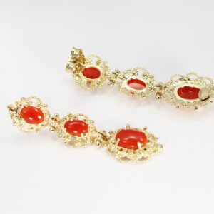 ORECCHINI 3 CORALLI ARGENTO DORATO -2516