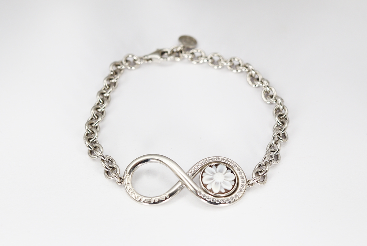 BRACCIALE INFINITY CAMMEO SARDONICA 10MM ARGENTO E ZIRCONI-2571