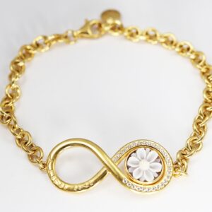 BRACCIALE INFINITY CAMMEO SARDONICA 10MM ARGENTO DORATO E ZIRCONI-2560